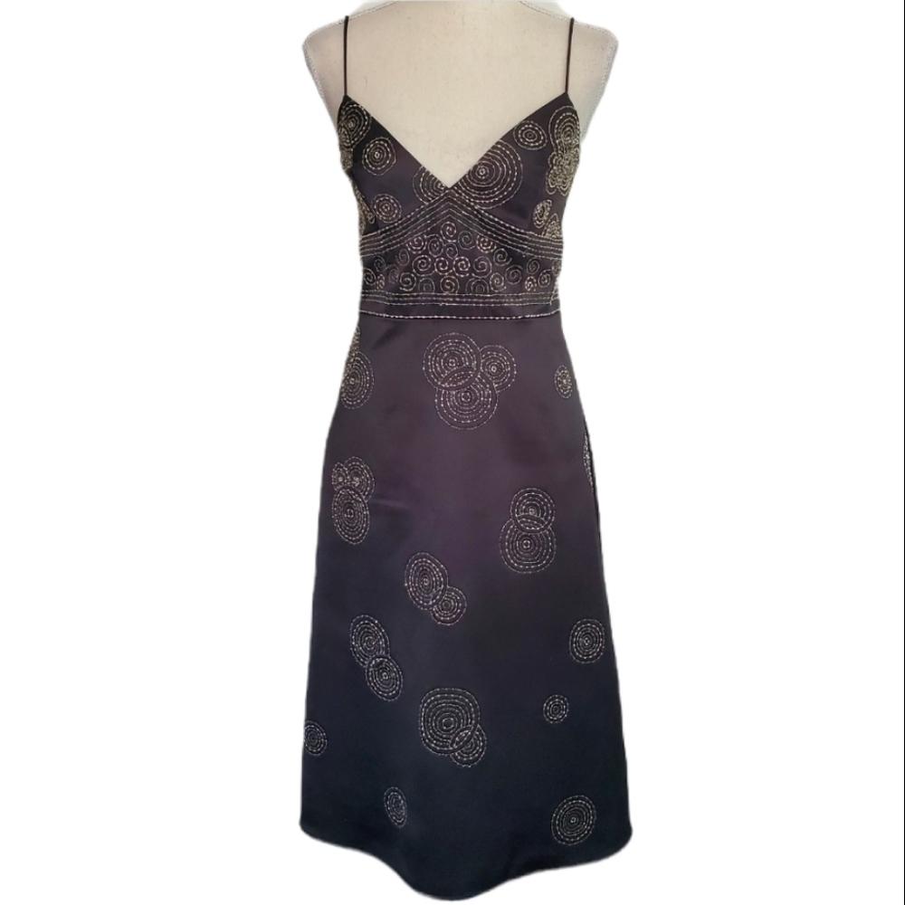 Laundry by Shelli Segal Beaded Black Midi Dress - Picture 2 of 8